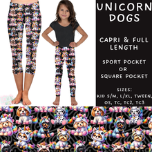 Load image into Gallery viewer, Ready To Ship - Unicorn Dogs Full and Capri Length Leggings

