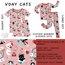 Load image into Gallery viewer, Batch #455 - Little Dreamers Lucky in Love - Closes 11/27 - ETA mid January - Vday Cats Bamboo Short and Long Sleeper Set
