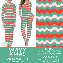 Load image into Gallery viewer, Batch #584 - Christmas Family Pajamas - Closes 9/11 - ETA mid Nov - Wavy Xmas Womens &amp; Kids Pajama Set
