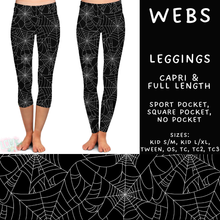Load image into Gallery viewer, Batch #556 - Halloween 3 - Closes 7/15 - ETA mid Sept - Webs Full and Capri Length Leggings
