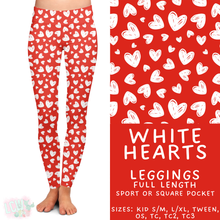 Load image into Gallery viewer, Batch #453 - Love Day 2 - Closes 11/24 - ETA mid Jan - White Hearts Full Length Leggings
