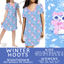 Load image into Gallery viewer, Ready to Ship - Winter Hoots Adult &amp; Kid's Bamboo Nightgown - 5T, 8 &amp; Adult Small
