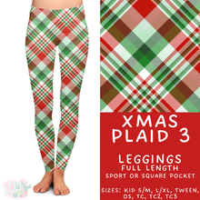 Load image into Gallery viewer, Ready to Ship - Xmas Plaid 3 Full Length Leggings - Sport Pocket TC2
