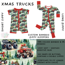 Load image into Gallery viewer, Ready to Ship - Xmas Trucks Long Zippy Sleeper - 2T, 3T &amp; 4T

