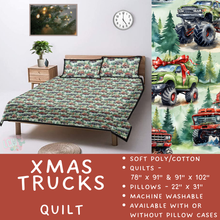 Load image into Gallery viewer, Batch  #410 - Cozy Quilts - Closes 9/10 - ETA late October - Xmas Trucks Quilt
