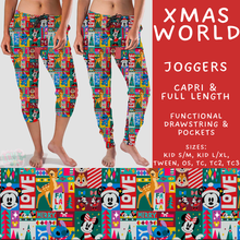 Load image into Gallery viewer, Batch #558 - Magical Character Christmas - Closes 7/20 - ETA mid/late Sept - Xmas World Full and Capri Length Joggers
