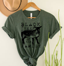 Load image into Gallery viewer, Wholesale Black Sheep of the Family Graphic Tee - Heathered Forest Green
