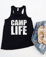 Load image into Gallery viewer, Wholesale Camp Life Distressed Graphic Tee - Black Bella Tank
