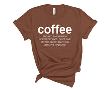Load image into Gallery viewer, Wholesale Coffee Spelled Backwards Graphic Tee - Chestnut
