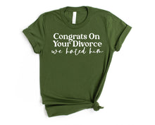 Load image into Gallery viewer, Wholesale Congrats on Your Divorce Graphic Tee - Olive
