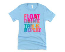 Load image into Gallery viewer, Wholesale Float Drink Tan Repeat Graphic Tee - Comfort Colors Lagoon
