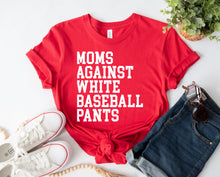 Load image into Gallery viewer, Wholesale Moms Against White Baseball Pants Graphic Tee - Red
