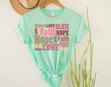 Load image into Gallery viewer, Wholesale Pray Believe Faith Graphic Tee - Mint Tshirt
