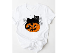 Load image into Gallery viewer, Wholesale Pumpkin Cat Graphic Tee - Sand Sweatshirt
