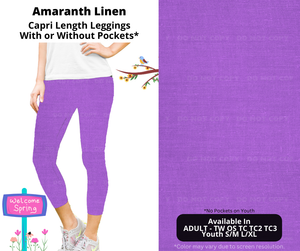 Preorder! Closes 1/8. ETA April. Amaranth Linen Capri Leggings w/wo Pockets