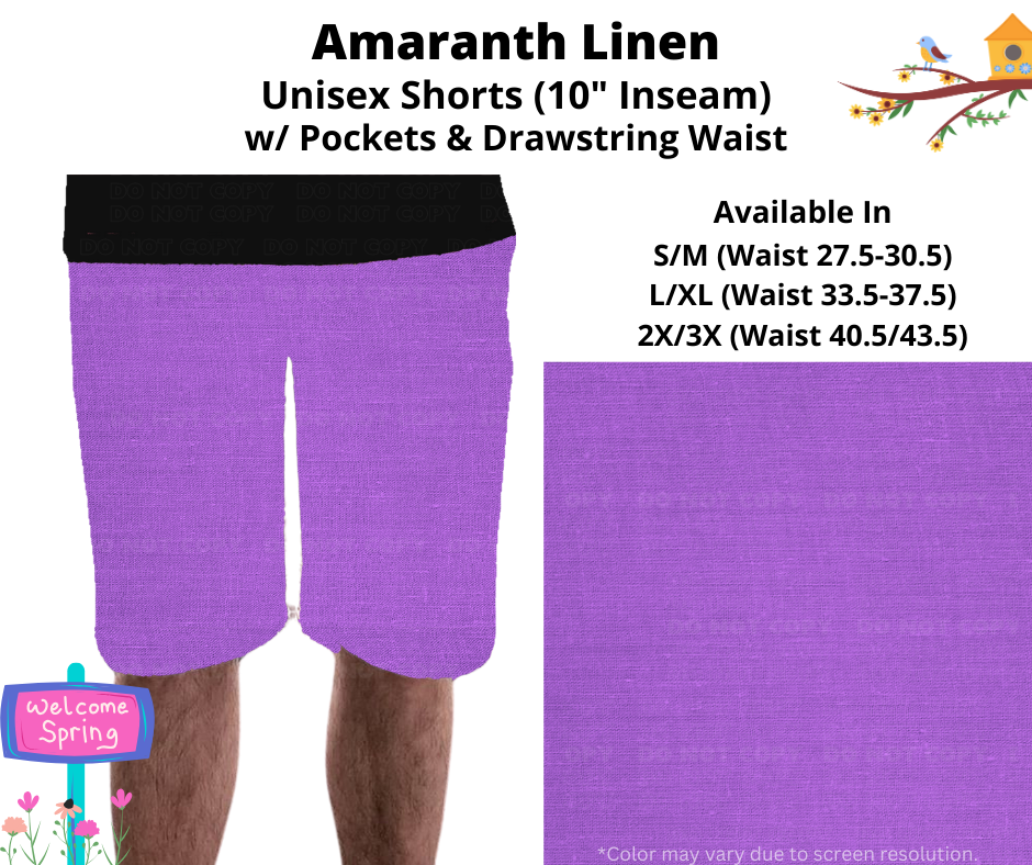 Preorder! Closes 1/8. ETA April. Amaranth Linen Unisex Shorts