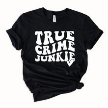 Load image into Gallery viewer, Wholesale True Crime Junkie Graphic Tee - Black Sweatshirt
