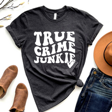 Load image into Gallery viewer, Wholesale True Crime Junkie Graphic Tee - Heather Charcoal Sweatshirt
