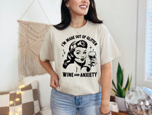 Load image into Gallery viewer, Wholesale Wine &amp; Anxiety Graphic Tee - Gildan White
