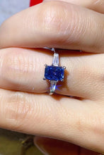 Load image into Gallery viewer, 1 Carat Moissanite Platinum-Plated Rectangle Ring in Blue
