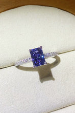 Load image into Gallery viewer, 1 Carat Moissanite 925 Sterling Silver Rectangle Ring in Blue
