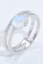 Load image into Gallery viewer, Natural Moonstone and Zircon Double-Layered Ring
