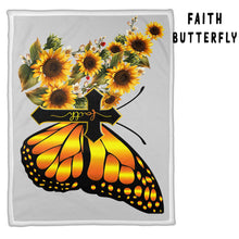 Load image into Gallery viewer, MINKY THROW BLANKET- FAITH BUTTERFLY
