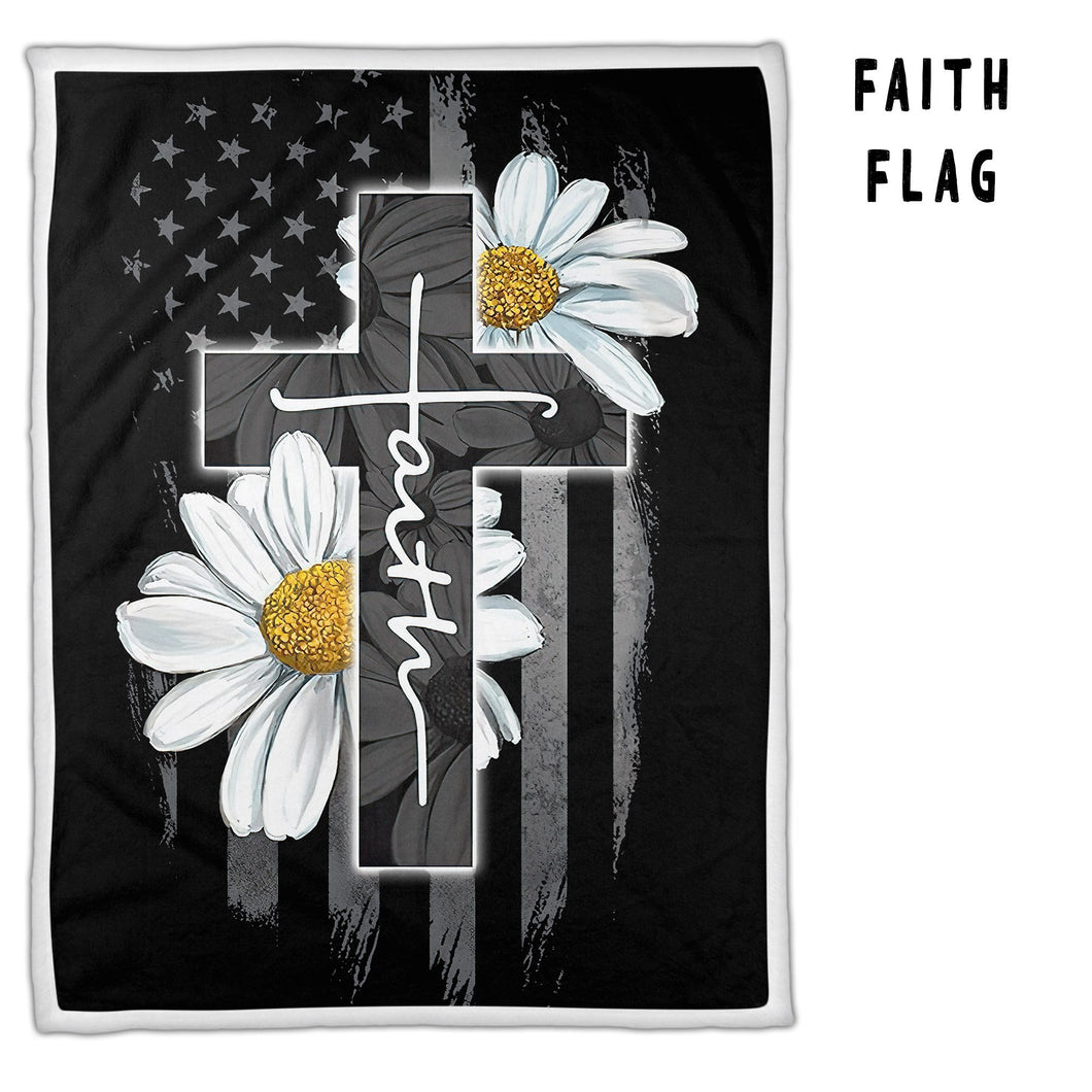 MINKY THROW BLANKET- FAITH FLAG