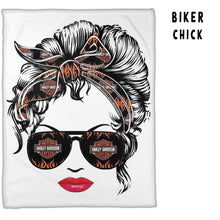 Load image into Gallery viewer, MINKY THROW BLANKET-BIKER CHICK
