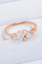 Load image into Gallery viewer, Natural Moonstone and Zircon Open Ring
