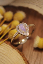 Load image into Gallery viewer, Moonstone Teardrop 925 Sterling Silver Halo Ring
