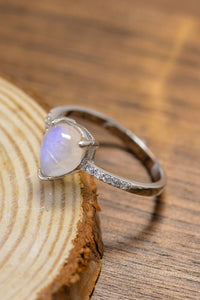 Natural Moonstone Teardrop Side Stone Ring