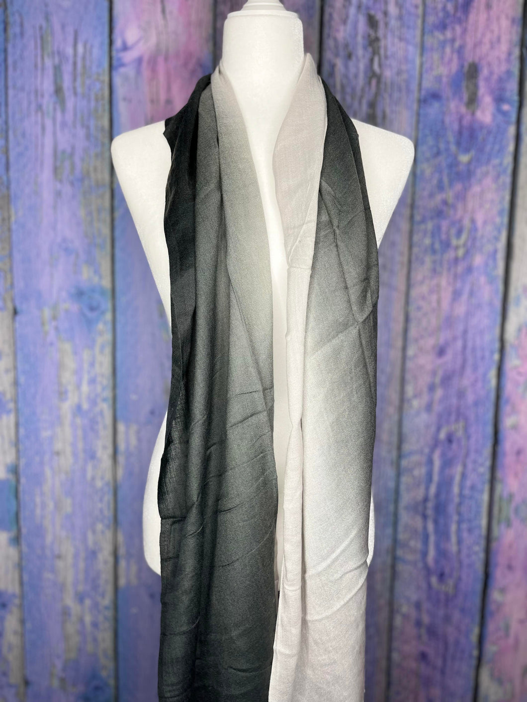 Thin Acrylic Scarf - Grey/Black