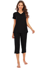 Load image into Gallery viewer, V-Neck Short Sleeve Top and Pants Lounge Set

