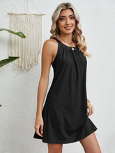 Load image into Gallery viewer, Eyelet Grecian Neck Mini Dress
