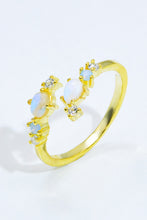 Load image into Gallery viewer, Natural Moonstone and Zircon Open Ring
