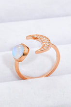 Load image into Gallery viewer, Natural Moonstone and Zircon Sun &amp; Moon Open Ring
