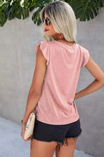 Load image into Gallery viewer, Ruffled Round Neck Cap Sleeve T-Shirt
