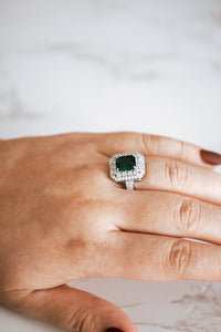Mila Emerald Cut Gem Sterling Silver Ring