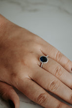 Load image into Gallery viewer, Halsey Sapphire Oval Cut Sterling Silver Ring
