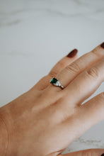 Load image into Gallery viewer, Steffi Emerald Gem Sterling Silver Dainty Ring
