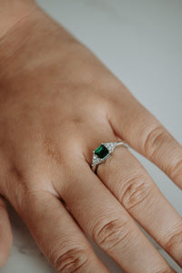Steffi Emerald Gem Sterling Silver Dainty Ring