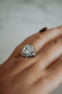 Amaryllis Radiant Cut Cubic Zirconia Pink Gem Sterling Silver Ring