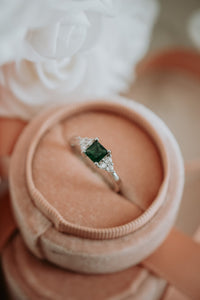 Steffi Emerald Gem Sterling Silver Dainty Ring