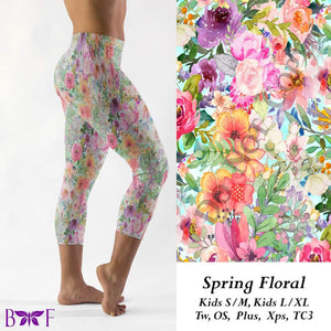 Spring Floral leggings, Capris, Full and Capri length loungers and joggers Preorder #1222