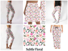 Load image into Gallery viewer, Subtle Floral leggings, Capris, Full and Capri length loungers and joggers Preorder #1222
