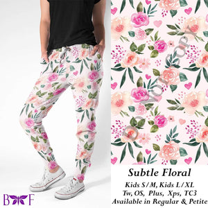 Subtle Floral leggings, Capris, Full and Capri length loungers and joggers Preorder #1222