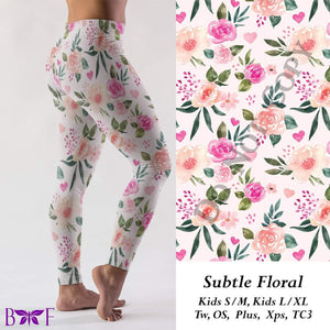 Subtle Floral leggings, Capris, Full and Capri length loungers and joggers Preorder #1222
