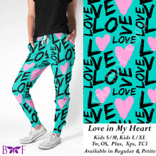 Load image into Gallery viewer, Love In My Heart leggings, Capris, Full and Capri length loungers and joggers Preorder #1222
