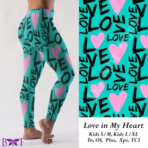 Love In My Heart leggings, Capris, Full and Capri length loungers and joggers Preorder #1222